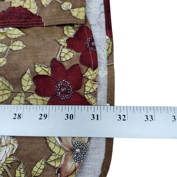 Vintage Project Red Western Shirt Mens L-XL Brown Red Floral Amber Snaps Casual - Picture 11 of 12